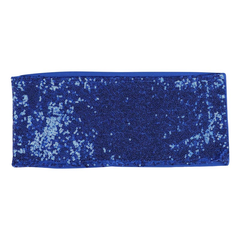 Desirable Life Pack of 50 Stretch Sequin Chair Sashes Chair Bands One-Sided Sequins Decor for Hotel Wedding Reception Party Event Chair Cover Decoration 4"x16" - Royal Blue - Image 4